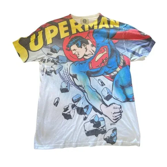 DC Comics Originals Vintage Superman Graphic Print T Shirt Crew Neck Size Medium - Picture 1 of 4